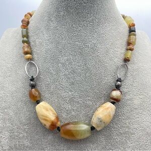 1482 Stunning Peyote Bird Sterling Silver 925 Chunky Agate Statement Necklace